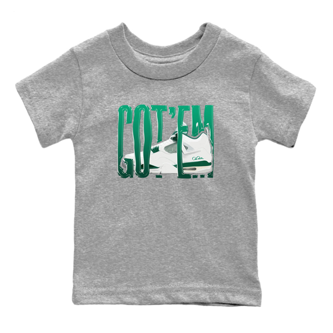 4s Oxidized Green shirts to match jordans Wiggling Gotem sneaker match tees Air Jordan 4 Oxidized Green SNRT Sneaker Tees streetwear brand Baby and Youth Heather Grey 2 cotton tee