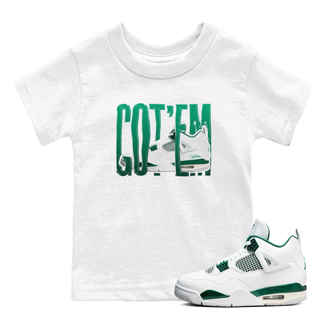 4s Oxidized Green shirts to match jordans Wiggling Gotem sneaker match tees Air Jordan 4 Oxidized Green SNRT Sneaker Tees streetwear brand Baby and Youth White 1 cotton tee
