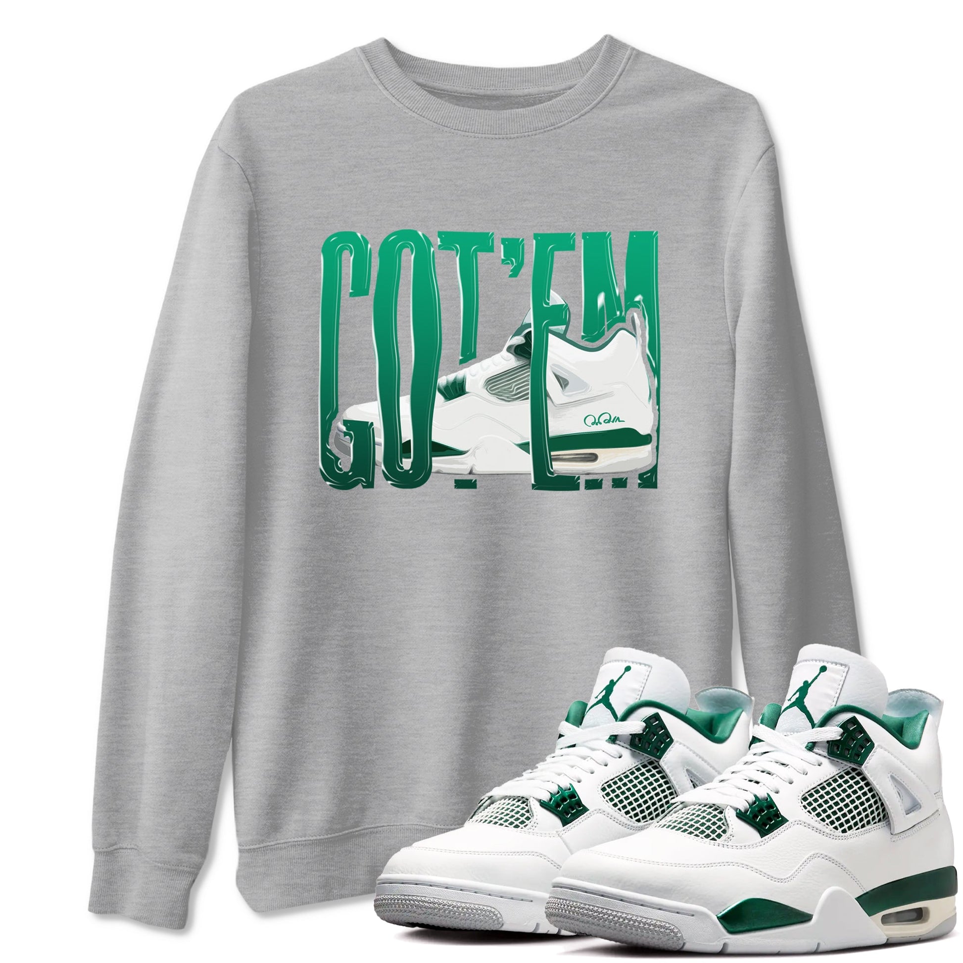 4s Oxidized Green shirts to match jordans Wiggling Gotem sneaker match tees Air Jordan 4 Oxidized Green SNRT Sneaker Tees streetwear brand Heather Grey 1 unisex cotton tee