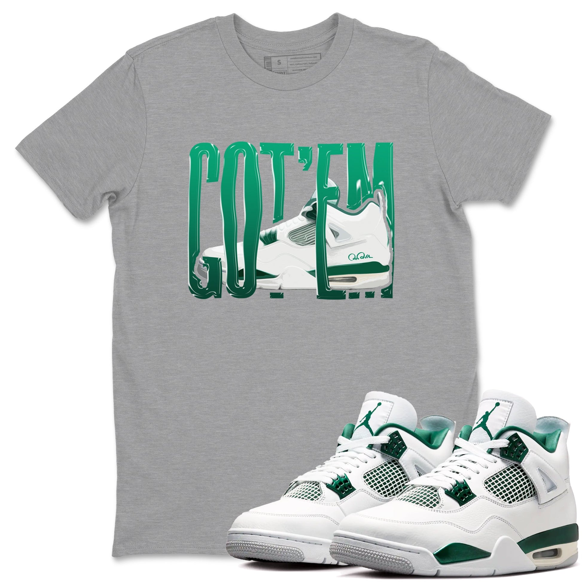 4s Oxidized Green shirts to match jordans Wiggling Gotem sneaker match tees Air Jordan 4 Oxidized Green SNRT Sneaker Tees streetwear brand Heather Grey 1 unisex cotton tee