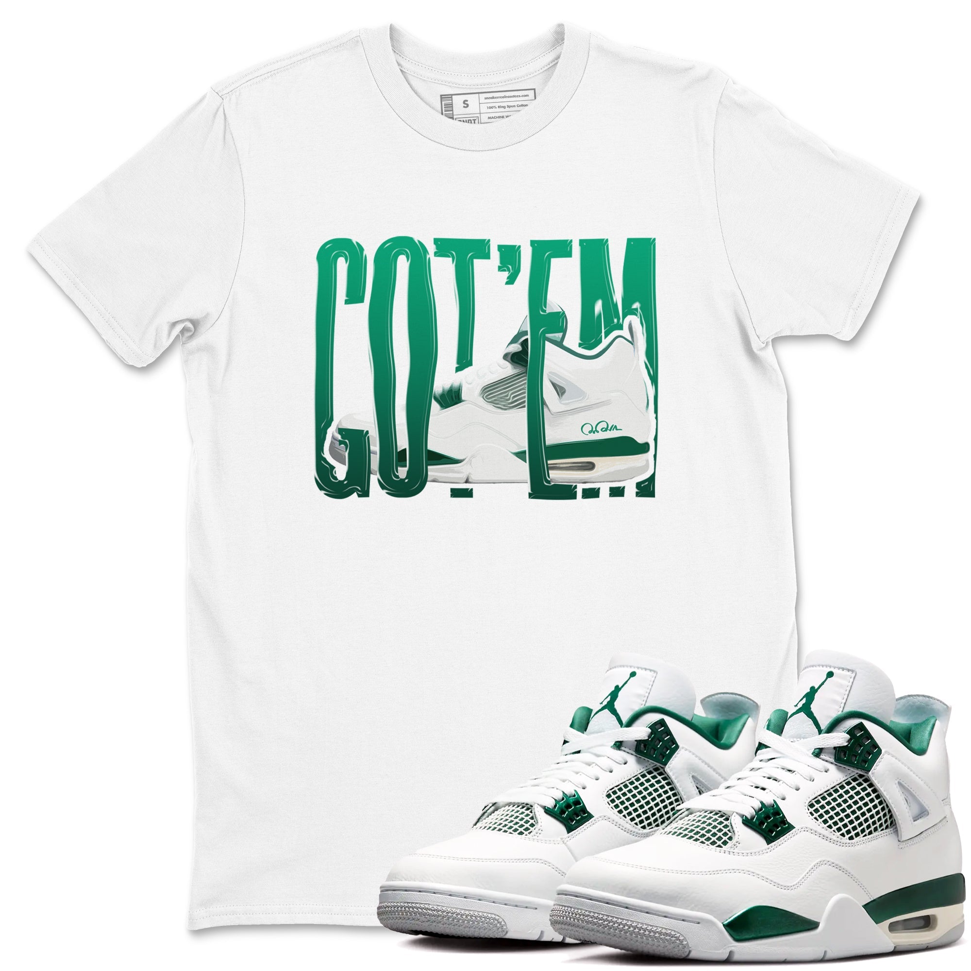 4s Oxidized Green shirts to match jordans Wiggling Gotem sneaker match tees Air Jordan 4 Oxidized Green SNRT Sneaker Tees streetwear brand White 1 unisex cotton tee