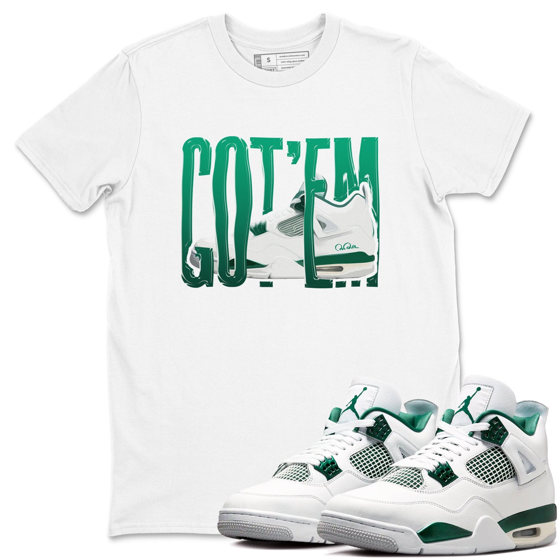 4s Oxidized Green shirts to match jordans Wiggling Gotem sneaker match tees Air Jordan 4 Oxidized Green SNRT Sneaker Tees streetwear brand White 1 unisex cotton tee