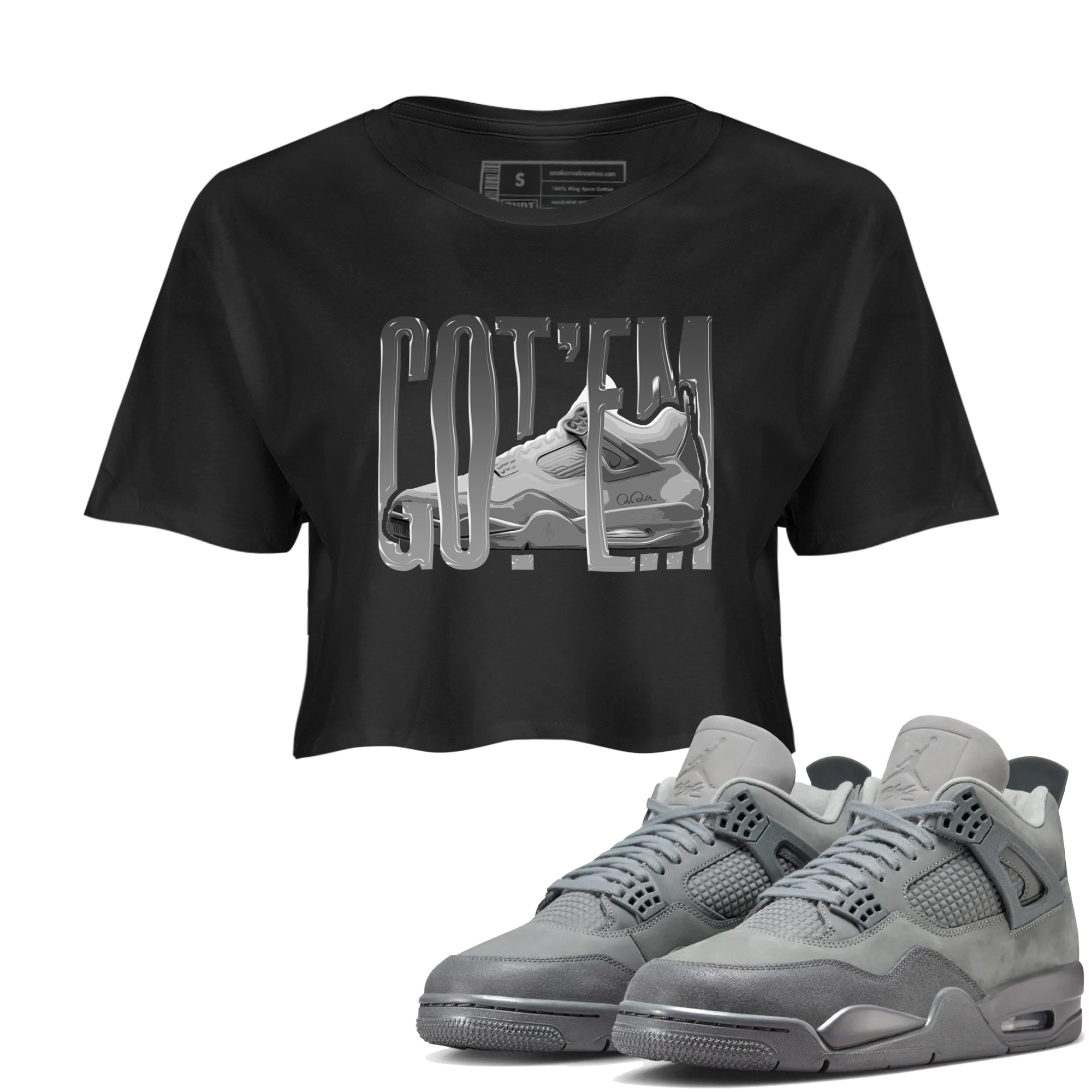 4s Wet Cement shirts to match jordans Wiggling Gotem sneaker match tees Air Jordan 4 SE Wet Cement SNRT Sneaker Release Tees unisex cotton Black 1 Crop Shirts