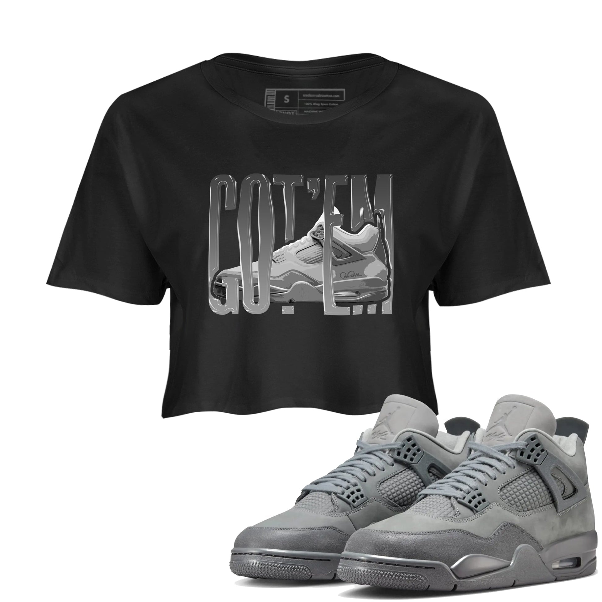 4s Wet Cement shirts to match jordans Wiggling Gotem sneaker match tees Air Jordan 4 SE Wet Cement SNRT Sneaker Release Tees unisex cotton Black 1 Crop Shirts