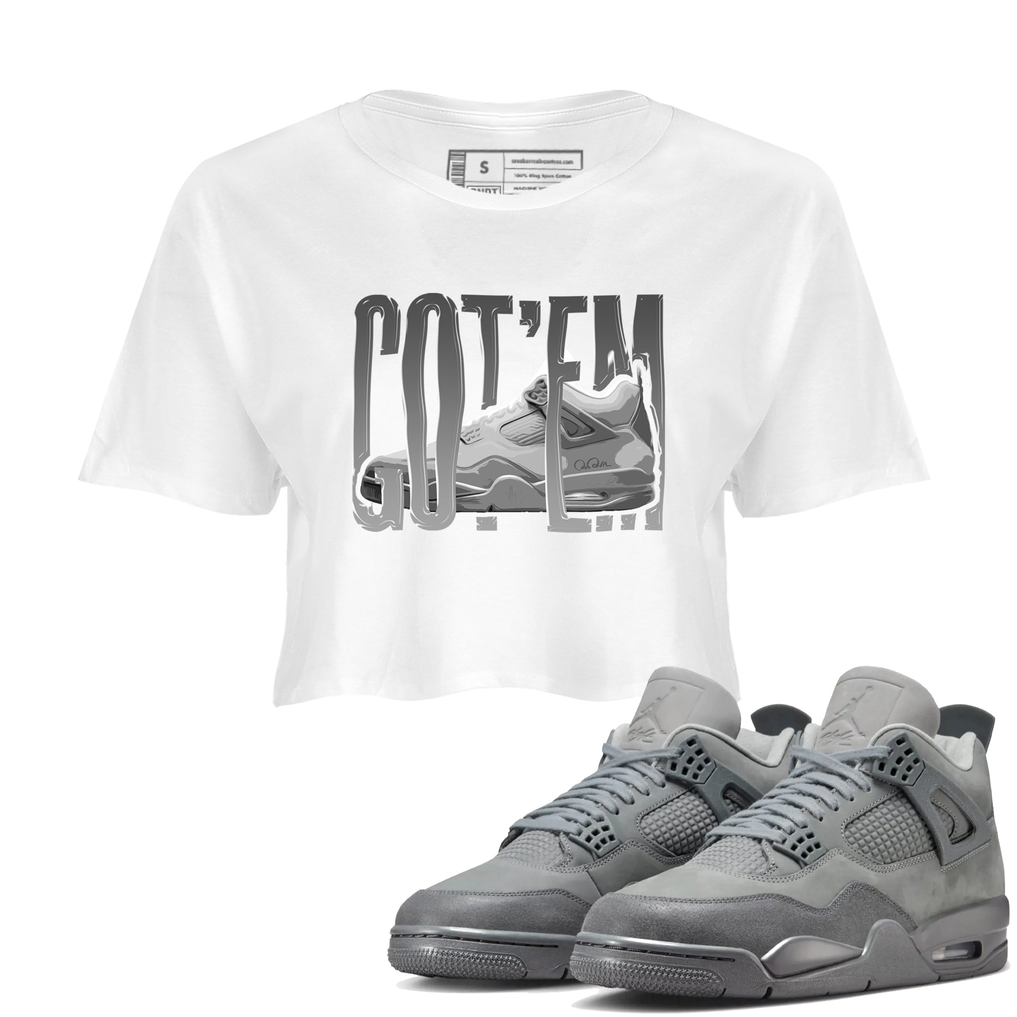 4s Wet Cement shirts to match jordans Wiggling Gotem sneaker match tees Air Jordan 4 SE Wet Cement SNRT Sneaker Release Tees unisex cotton White 1 Crop Shirts