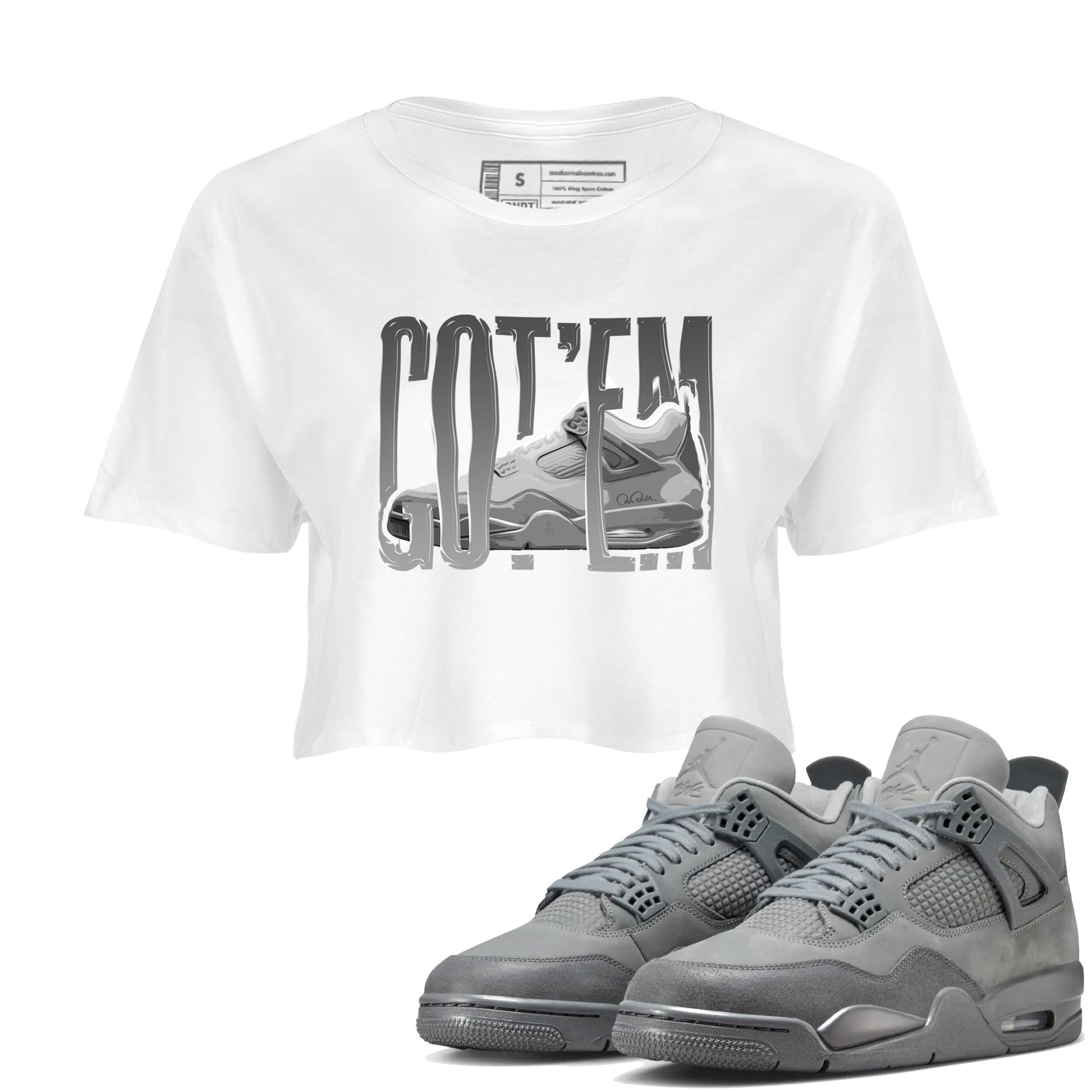 4s Wet Cement shirts to match jordans Wiggling Gotem sneaker match tees Air Jordan 4 SE Wet Cement SNRT Sneaker Release Tees unisex cotton White 1 Crop Shirts