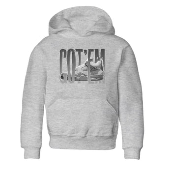 4s Wet Cement shirts to match jordans Wiggling Gotem sneaker match tees Air Jordan 4 SE Wet Cement SNRT Sneaker Release Tees Youth Baby Heather Grey 2 crew neck shirts