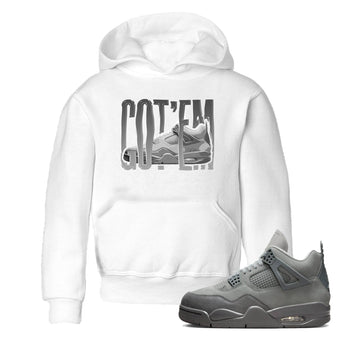 4s Wet Cement shirts to match jordans Wiggling Gotem sneaker match tees Air Jordan 4 SE Wet Cement SNRT Sneaker Release Tees Youth Baby White 1 crew neck shirts