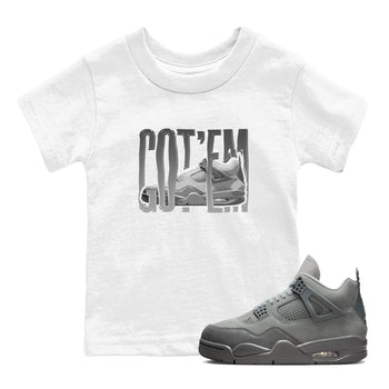 4s Wet Cement shirts to match jordans Wiggling Gotem sneaker match tees Air Jordan 4 SE Wet Cement SNRT Sneaker Release Tees Youth Baby White 1 crew neck shirts