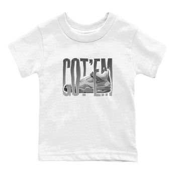 4s Wet Cement shirts to match jordans Wiggling Gotem sneaker match tees Air Jordan 4 SE Wet Cement SNRT Sneaker Release Tees Youth Baby White 2 crew neck shirts