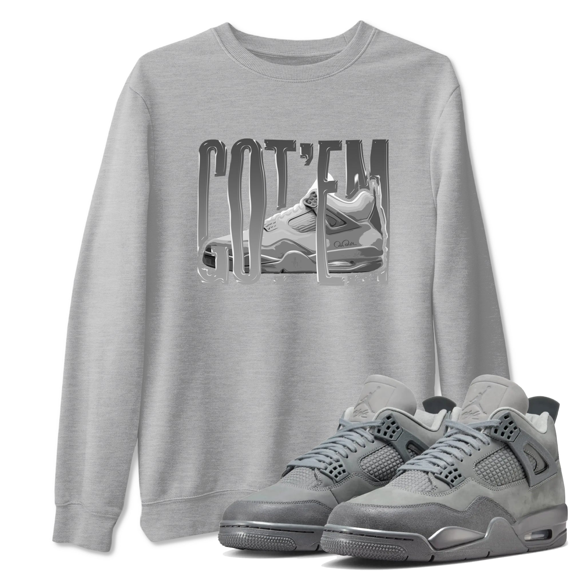 4s Wet Cement shirts to match jordans Wiggling Gotem sneaker match tees Air Jordan 4 SE Wet Cement SNRT Sneaker Release Tees unisex cotton Heather Grey 1 crew neck shirts