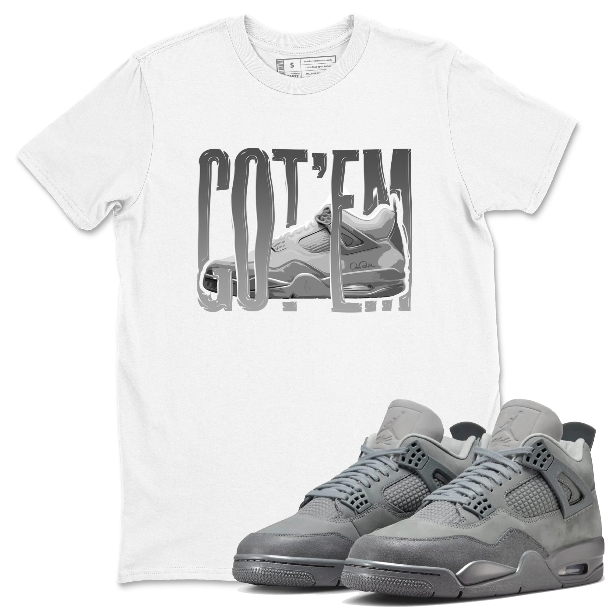 4s Wet Cement shirts to match jordans Wiggling Gotem sneaker match tees Air Jordan 4 SE Wet Cement SNRT Sneaker Release Tees unisex cotton White 1 crew neck shirts