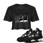 4s White Thunder shirts to match jordans Wiggling Gotem sneaker match tees Air Jordan 4 White Thunder SNRT Sneaker Release Tees unisex cotton Black 1 Crop Shirts