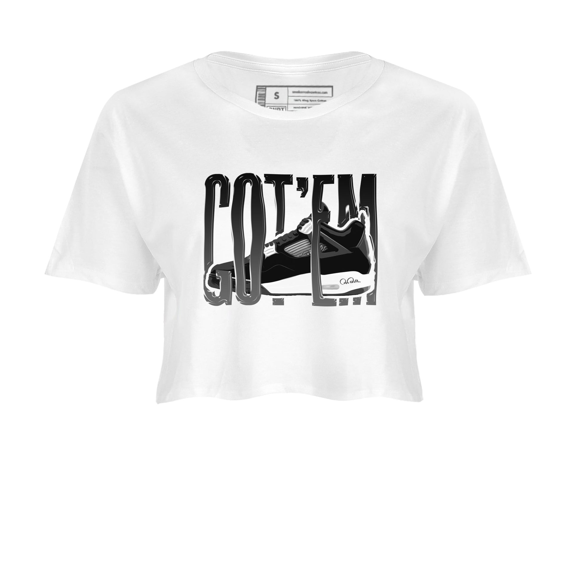 4s White Thunder shirts to match jordans Wiggling Gotem sneaker match tees Air Jordan 4 White Thunder SNRT Sneaker Release Tees unisex cotton White 2 Crop Shirts