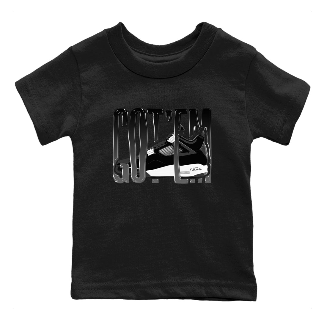 4s White Thunder shirts to match jordans Wiggling Gotem sneaker match tees Air Jordan 4 White Thunder SNRT Sneaker Release Tees Youth Baby Black 2 crew neck shirts