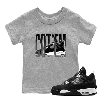 4s White Thunder shirts to match jordans Wiggling Gotem sneaker match tees Air Jordan 4 White Thunder SNRT Sneaker Release Tees Youth Baby Heather Grey 1 crew neck shirts