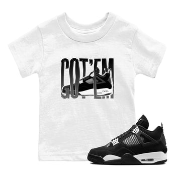 4s White Thunder shirts to match jordans Wiggling Gotem sneaker match tees Air Jordan 4 White Thunder SNRT Sneaker Release Tees Youth Baby White 1 crew neck shirts