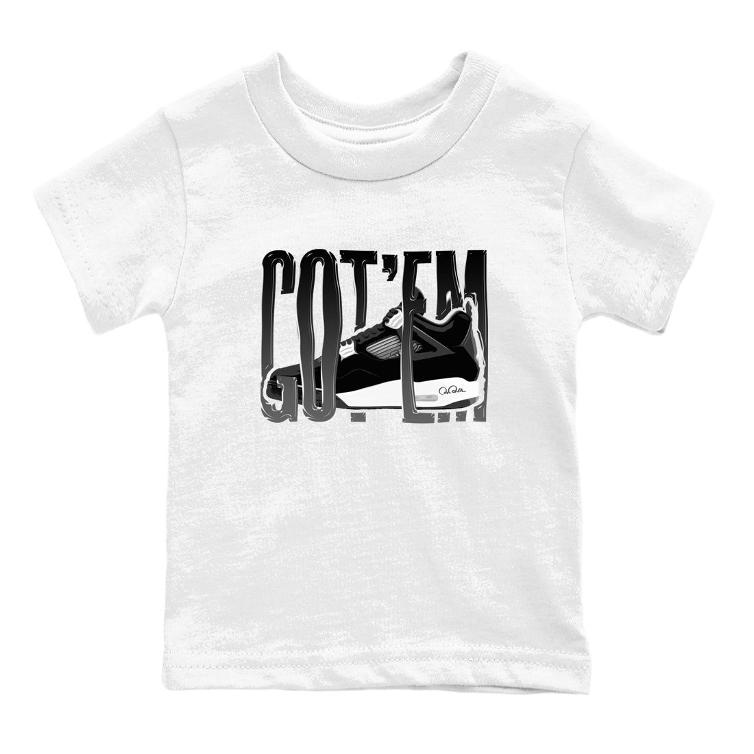 4s White Thunder shirts to match jordans Wiggling Gotem sneaker match tees Air Jordan 4 White Thunder SNRT Sneaker Release Tees Youth Baby White 2 crew neck shirts