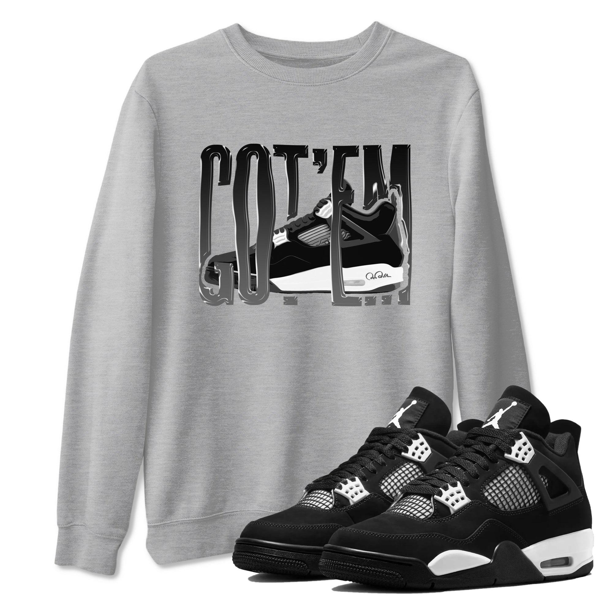 4s White Thunder shirts to match jordans Wiggling Gotem sneaker match tees Air Jordan 4 White Thunder SNRT Sneaker Release Tees unisex cotton Heather Grey 1 crew neck shirts