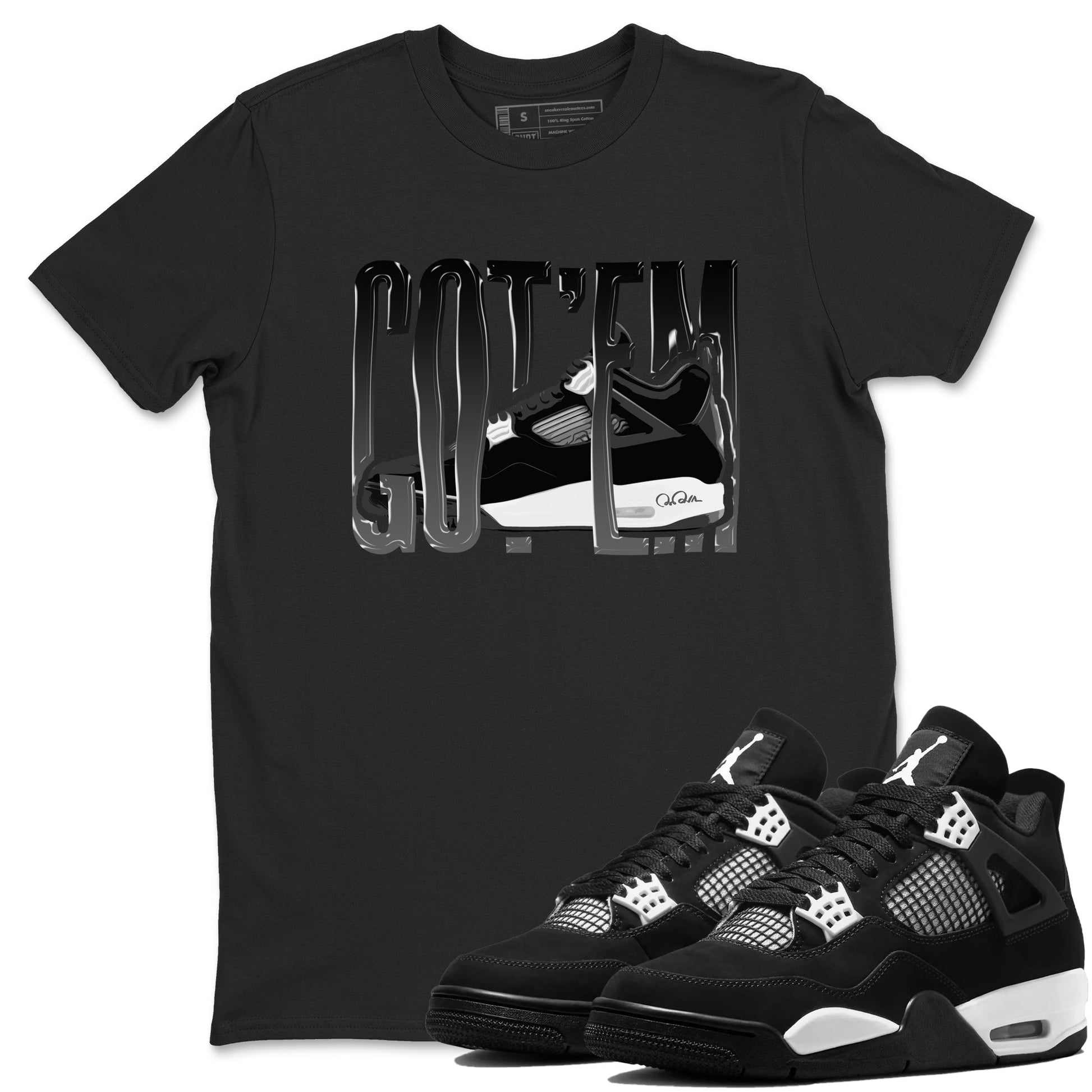 4s White Thunder shirts to match jordans Wiggling Gotem sneaker match tees Air Jordan 4 White Thunder SNRT Sneaker Release Tees unisex cotton Black 1 crew neck shirts