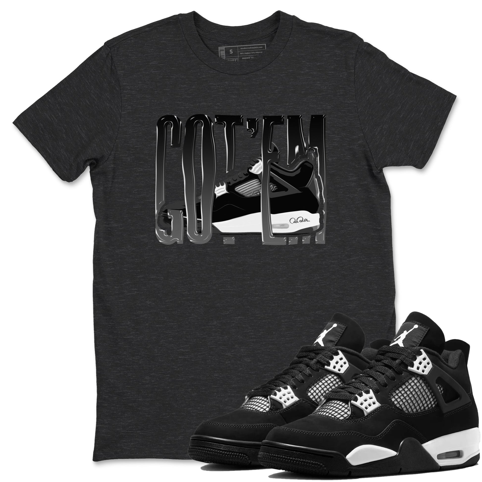 4s White Thunder shirts to match jordans Wiggling Gotem sneaker match tees Air Jordan 4 White Thunder SNRT Sneaker Release Tees unisex cotton Charcoal Heather 1 crew neck shirts