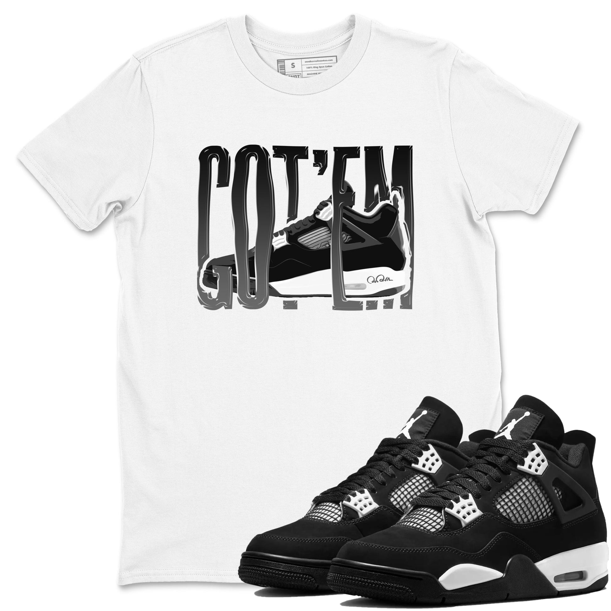 4s White Thunder shirts to match jordans Wiggling Gotem sneaker match tees Air Jordan 4 White Thunder SNRT Sneaker Release Tees unisex cotton White 1 crew neck shirts