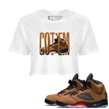 5s Archaeo Brown shirts to match jordans Wiggling Gotem sneaker match tees Air Jordan 5 Archaeo Brown match shoes to clothes SNRT Sneaker Tees unisex cotton White 1 crop tee