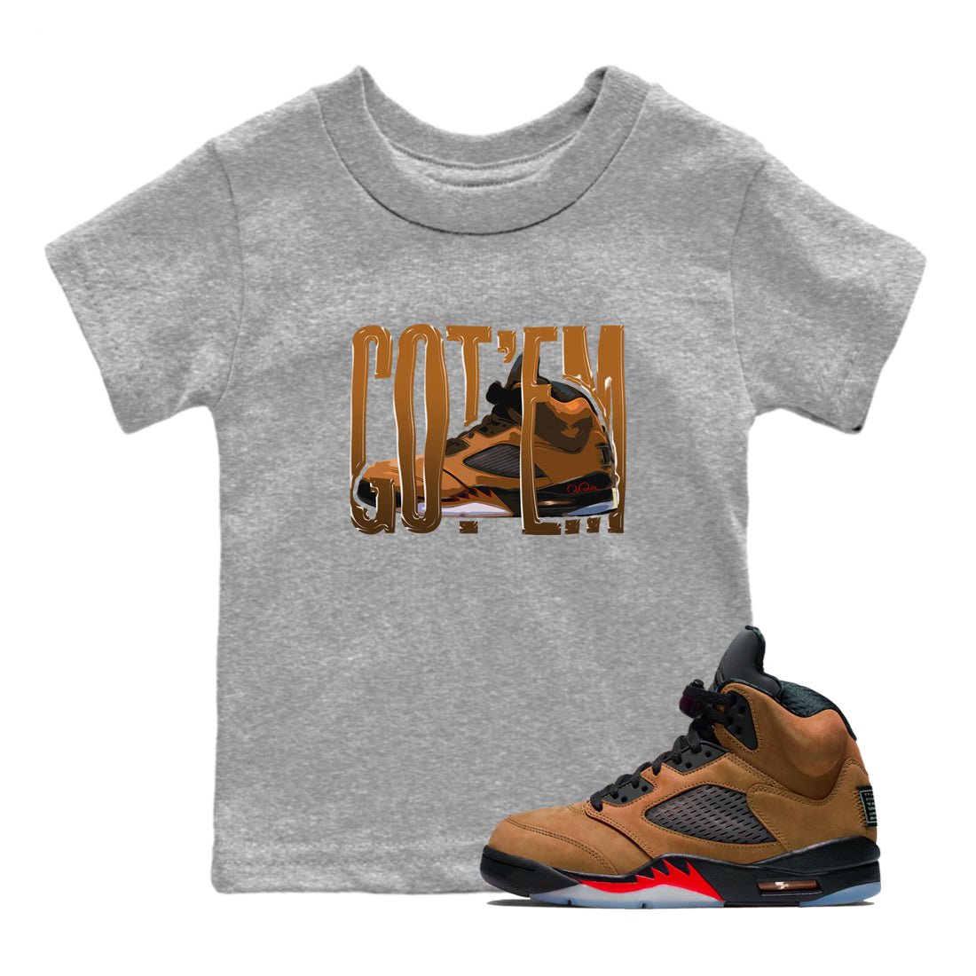 5s Archaeo Brown shirts to match jordans Wiggling Gotem sneaker match tees Air Jordan 5 Archaeo Brown match shoes to clothes SNRT Sneaker Tees Youth Baby Heather Grey 1 tee