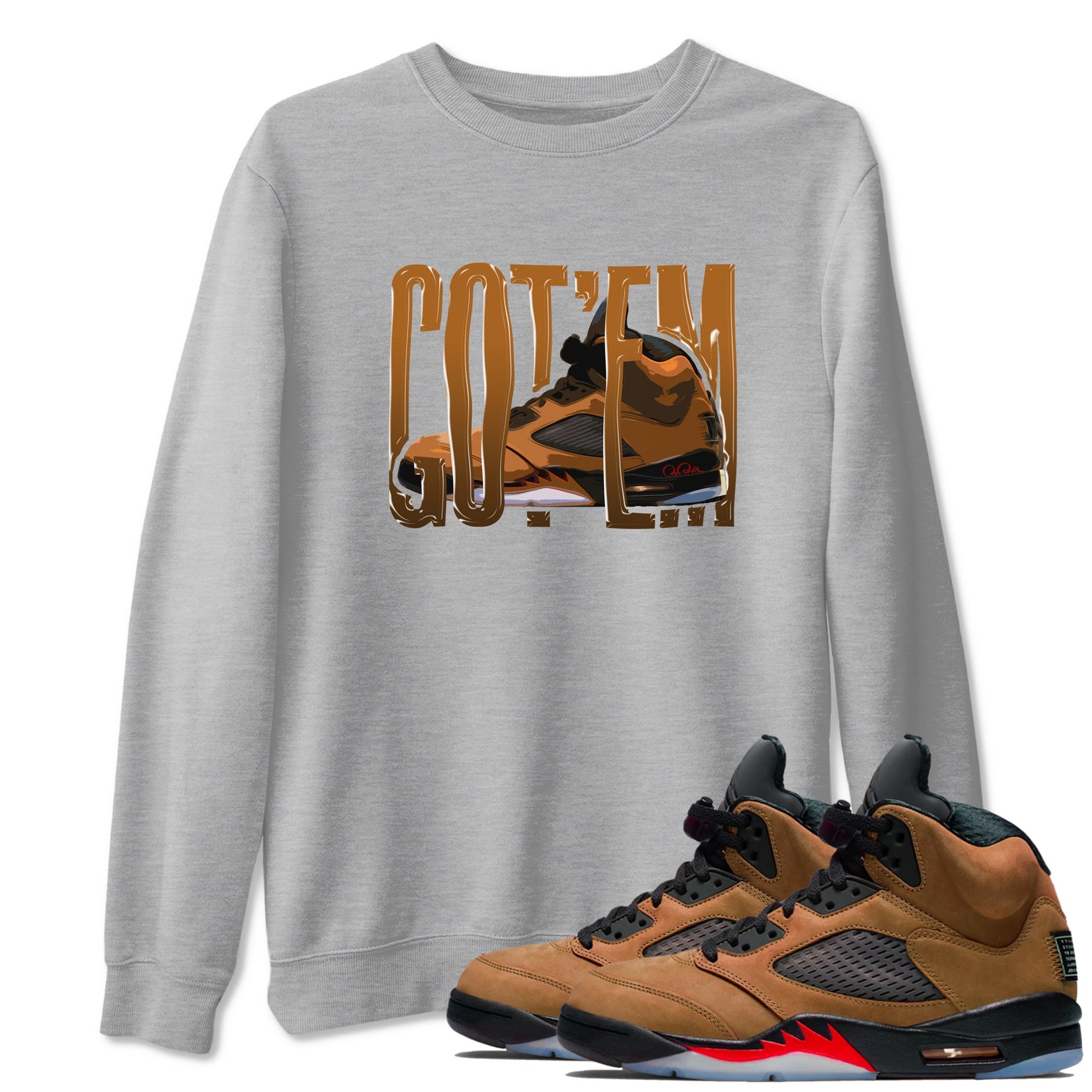 5s Archaeo Brown shirts to match jordans Wiggling Gotem sneaker match tees Air Jordan 5 Archaeo Brown match shoes to clothes SNRT Sneaker Tees unisex cotton Heather Grey 1 shirts