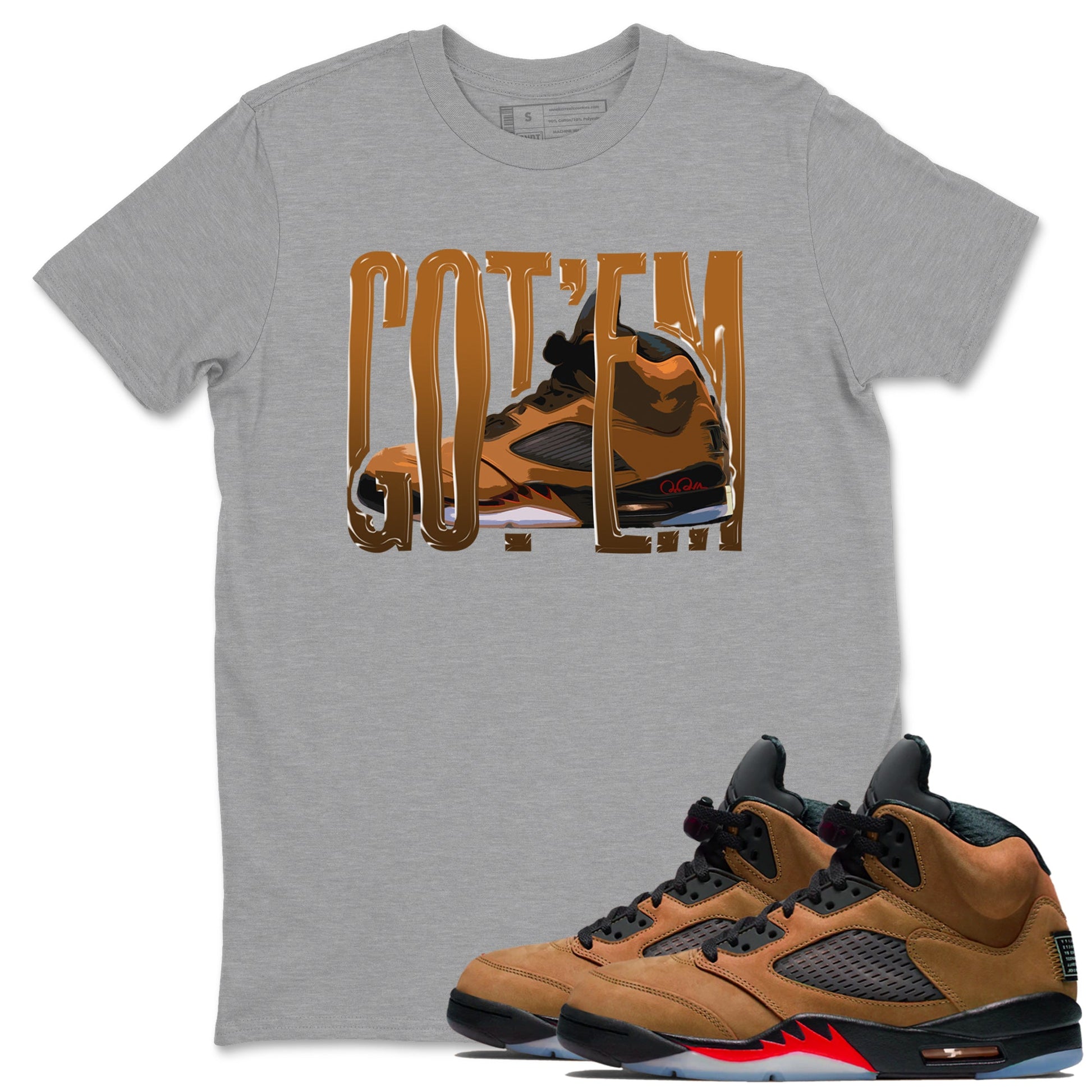 5s Archaeo Brown shirts to match jordans Wiggling Gotem sneaker match tees Air Jordan 5 Archaeo Brown match shoes to clothes SNRT Sneaker Tees unisex cotton Heather Grey 1 shirts