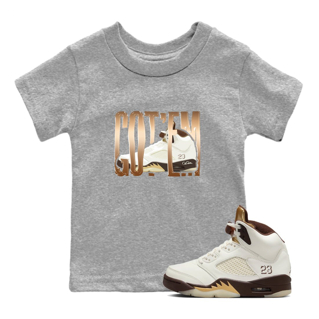 5s Golden Ticket shirts to match jordans Wiggling Gotem best t shirts to wear with jordans Air Jordan 5 Golden Ticket match shoes to clothes SNRT Sneaker Tees Youth Baby Heather Grey 1 tee