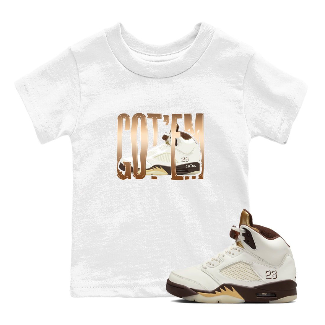 5s Golden Ticket shirts to match jordans Wiggling Gotem best t shirts to wear with jordans Air Jordan 5 Golden Ticket match shoes to clothes SNRT Sneaker Tees Youth Baby White 1 tee