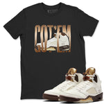 5s Golden Ticket shirts to match jordans Wiggling Gotem best t shirts to wear with jordans Air Jordan 5 Golden Ticket match shoes to clothes SNRT Sneaker Tees unisex cotton Black 1 shirts