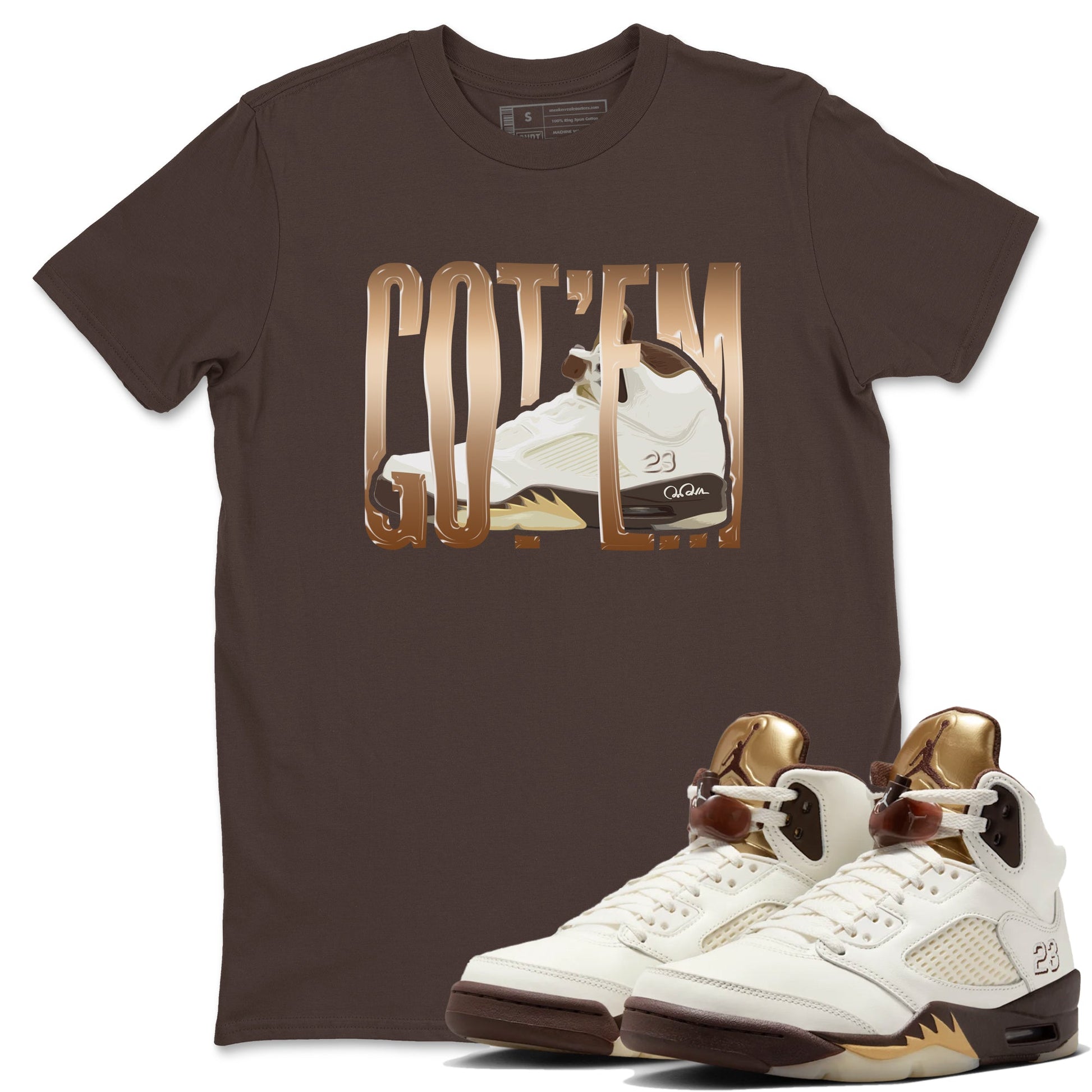 5s Golden Ticket shirts to match jordans Wiggling Gotem best t shirts to wear with jordans Air Jordan 5 Golden Ticket match shoes to clothes SNRT Sneaker Tees unisex cotton Dark Chocolate 1 shirts