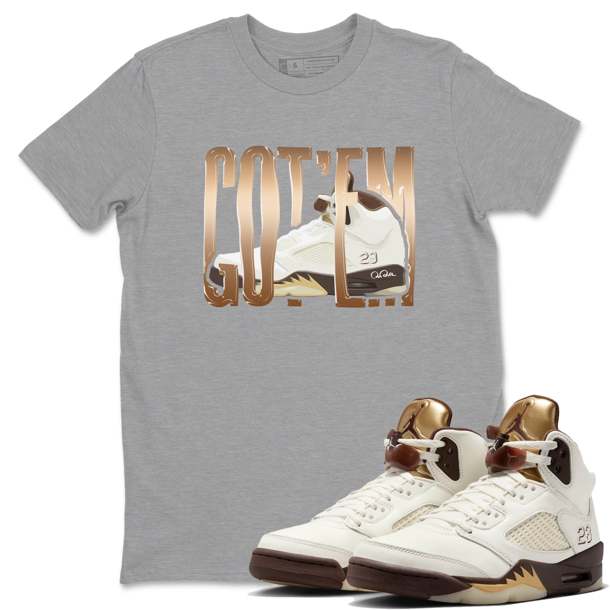 5s Golden Ticket shirts to match jordans Wiggling Gotem best t shirts to wear with jordans Air Jordan 5 Golden Ticket match shoes to clothes SNRT Sneaker Tees unisex cotton Heather Grey 1 shirts