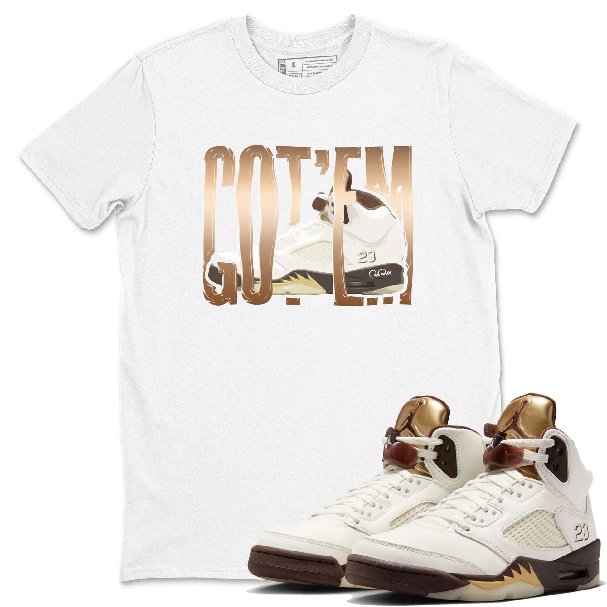 5s Golden Ticket shirts to match jordans Wiggling Gotem best t shirts to wear with jordans Air Jordan 5 Golden Ticket match shoes to clothes SNRT Sneaker Tees unisex cotton White 1 shirts