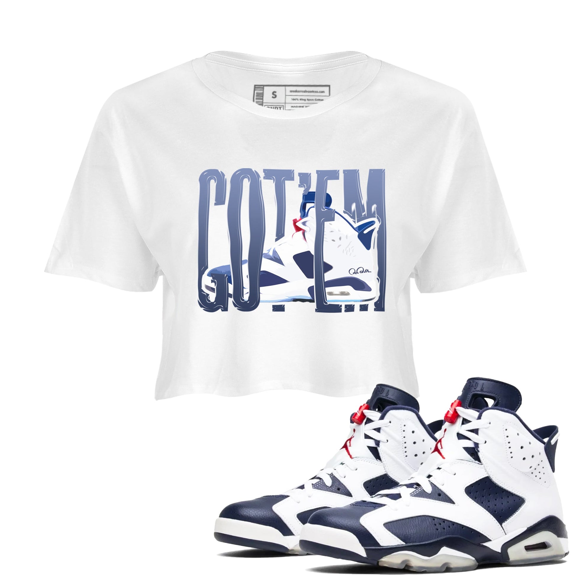 6s White And Midnight Navy shirts to match jordans Wiggling Gotem sneaker match tees Air Jordan 6 White And Midnight Navy SNRT Sneaker Tees streetwear brand White 1 crop tee