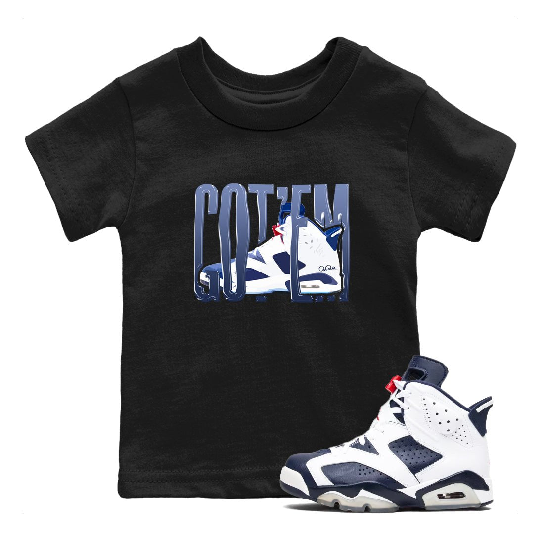 6s White And Midnight Navy shirts to match jordans Wiggling Gotem sneaker match tees Air Jordan 6 White And Midnight Navy SNRT Sneaker Tees streetwear brand Baby and Youth Black 1 cotton tee