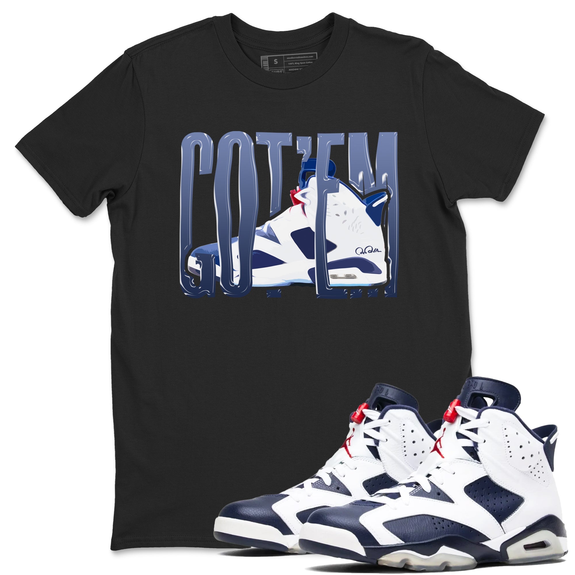 6s White And Midnight Navy shirts to match jordans Wiggling Gotem sneaker match tees Air Jordan 6 White And Midnight Navy SNRT Sneaker Tees streetwear brand Black 1 unisex cotton tee