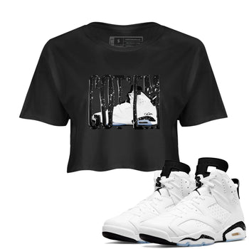 AJ6 White Black shirts to match jordans Wiggling Gotem sneaker match tees Air Jordan 6 White Black SNRT Sneaker Tees streetwear brand Black 1 crop tee