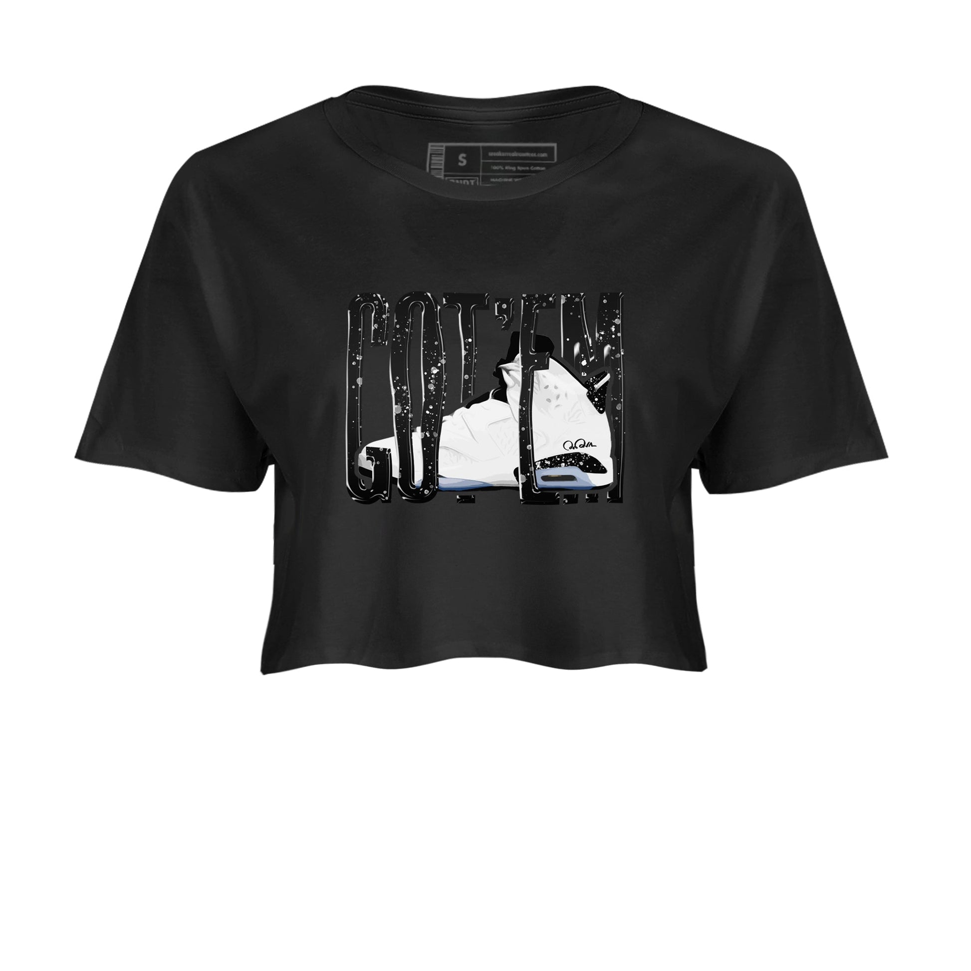 AJ6 White Black shirts to match jordans Wiggling Gotem sneaker match tees Air Jordan 6 White Black SNRT Sneaker Tees streetwear brand Black 2 crop tee