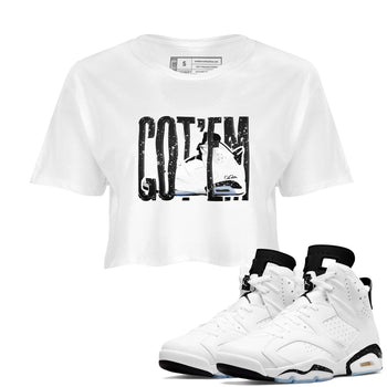 AJ6 White Black shirts to match jordans Wiggling Gotem sneaker match tees Air Jordan 6 White Black SNRT Sneaker Tees streetwear brand White 1 crop tee