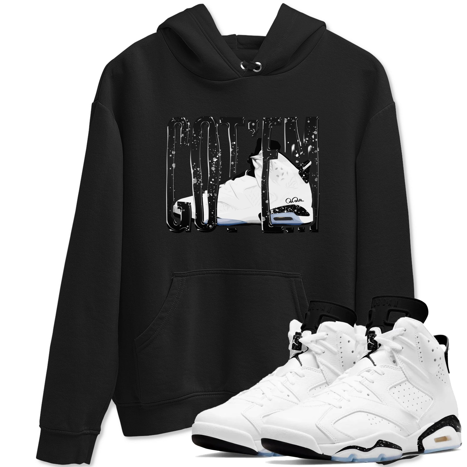 AJ6 White Black shirts to match jordans Wiggling Gotem sneaker match tees Air Jordan 6 White Black SNRT Sneaker Tees streetwear brand Black 1 unisex cotton tee