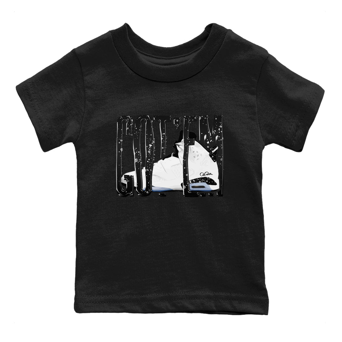 AJ6 White Black shirts to match jordans Wiggling Gotem sneaker match tees Air Jordan 6 White Black SNRT Sneaker Tees streetwear brand Baby and Youth Black 2 cotton tee