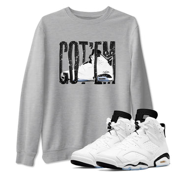 AJ6 White Black shirts to match jordans Wiggling Gotem sneaker match tees Air Jordan 6 White Black SNRT Sneaker Tees streetwear brand Heather Grey 1 unisex cotton tee