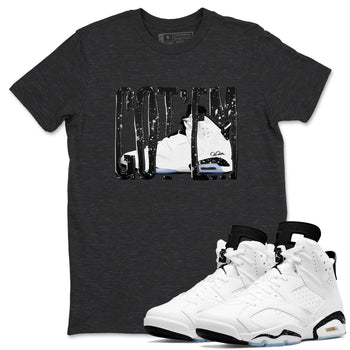 AJ6 White Black shirts to match jordans Wiggling Gotem sneaker match tees Air Jordan 6 White Black SNRT Sneaker Tees streetwear brand Charcoal Heather 1 unisex cotton tee