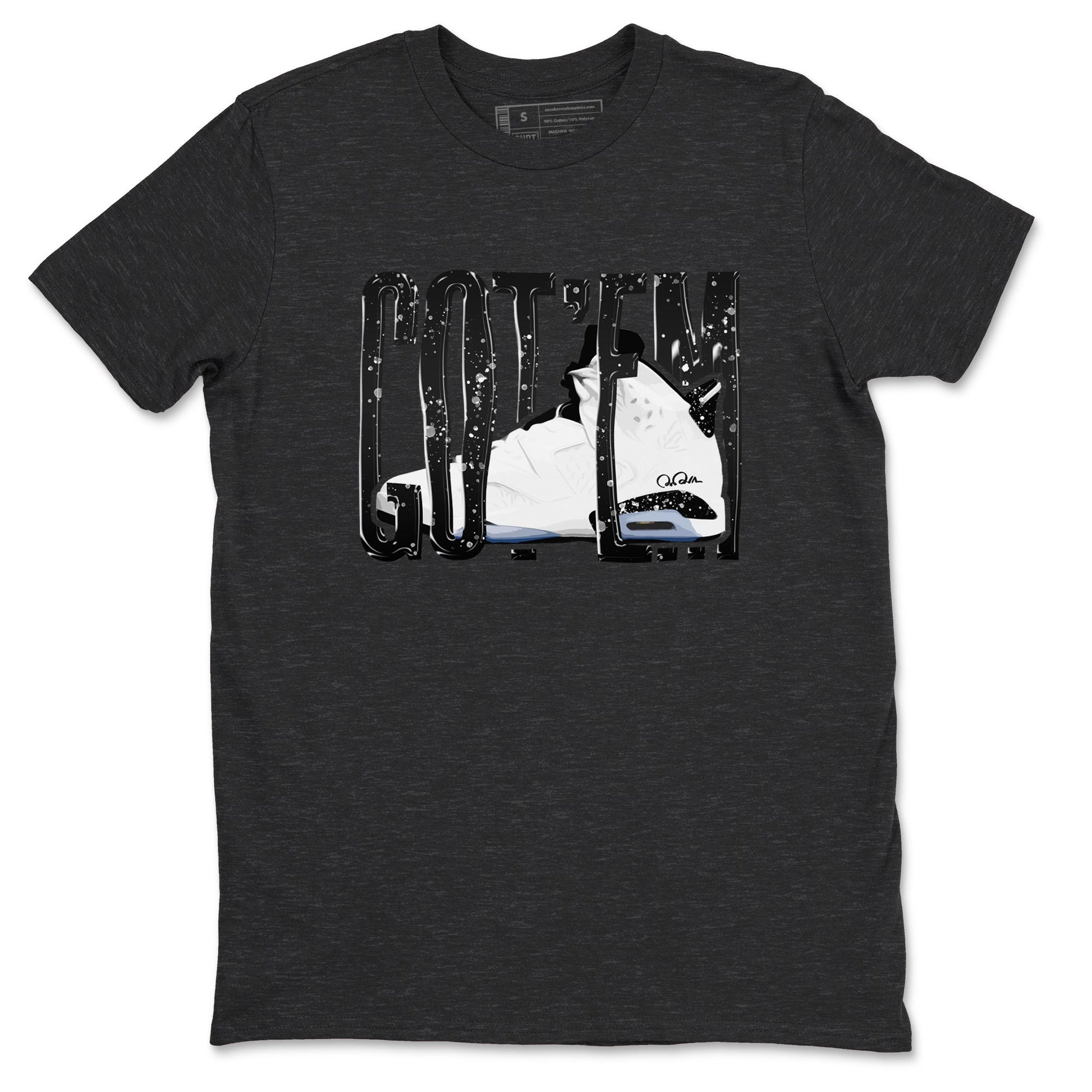 AJ6 White Black shirts to match jordans Wiggling Gotem sneaker match tees Air Jordan 6 White Black SNRT Sneaker Tees streetwear brand Charcoal Heather 2 unisex cotton tee