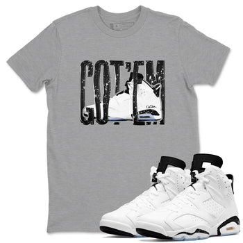 AJ6 White Black shirts to match jordans Wiggling Gotem sneaker match tees Air Jordan 6 White Black SNRT Sneaker Tees streetwear brand Heather Grey 1 unisex cotton tee