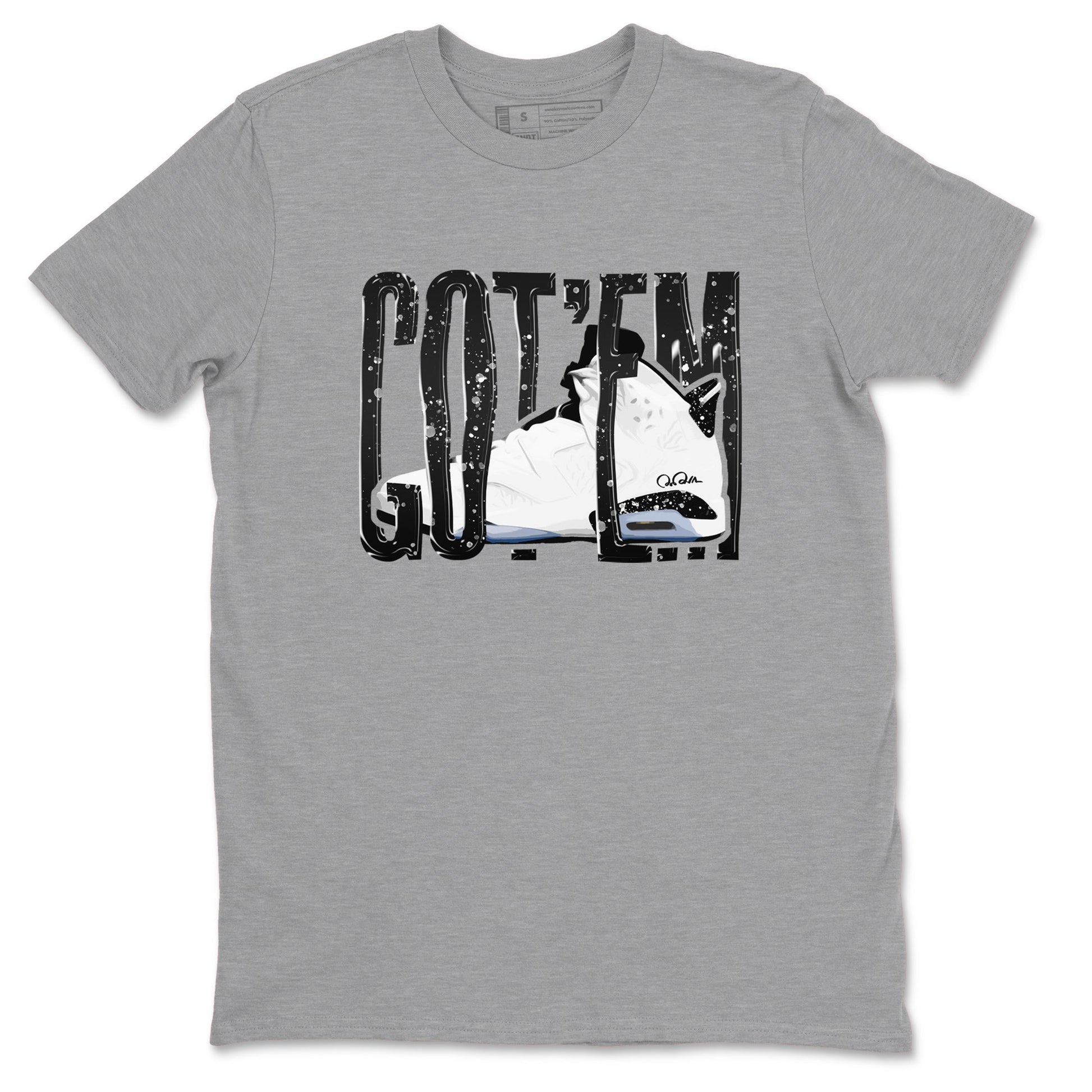 AJ6 White Black shirts to match jordans Wiggling Gotem sneaker match tees Air Jordan 6 White Black SNRT Sneaker Tees streetwear brand Heather Grey 2 unisex cotton tee