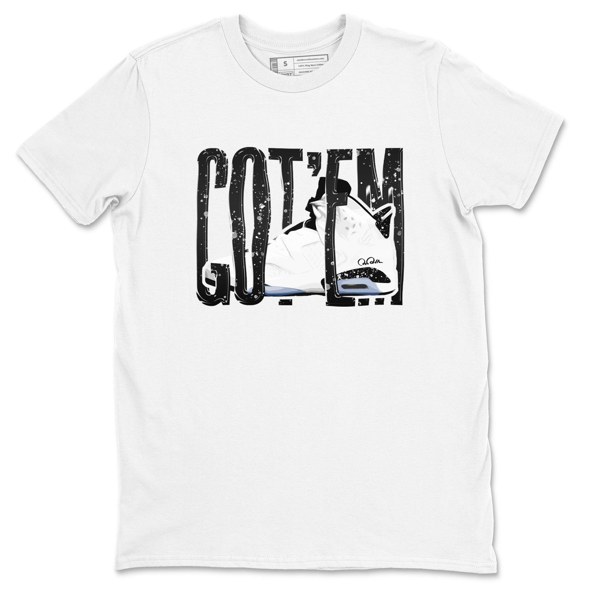 AJ6 White Black shirts to match jordans Wiggling Gotem sneaker match tees Air Jordan 6 White Black SNRT Sneaker Tees streetwear brand White 2 unisex cotton tee